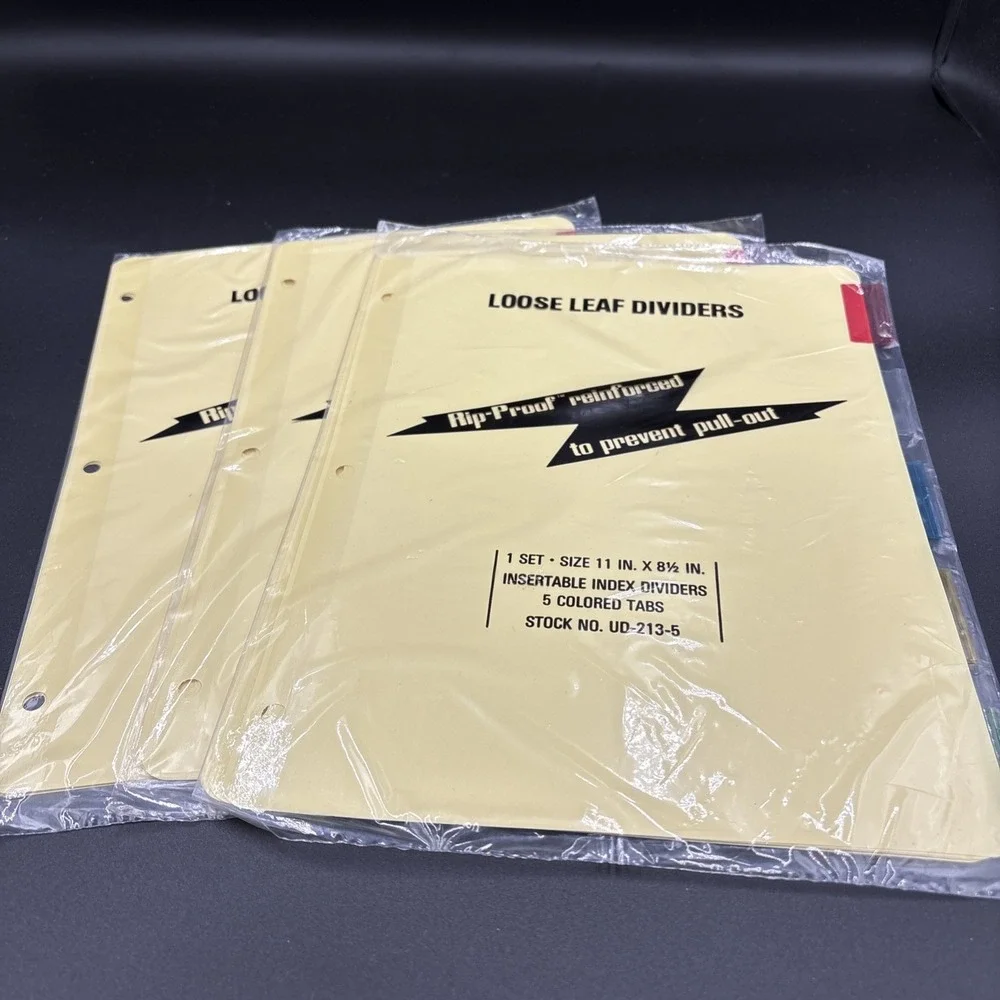 Avery Index Leaf Dividers 8.5X 11 Tabs 5 Multi Colors LOT OF 3 Binder Separator